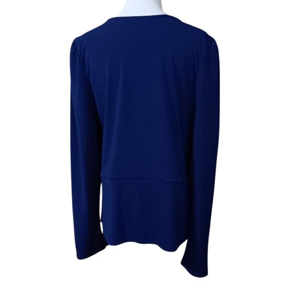 INC Blouse Top 2X Stretch Surplice V-Neck Peplum Career Office Event‎ Royal Blue - Picture 8 of 8